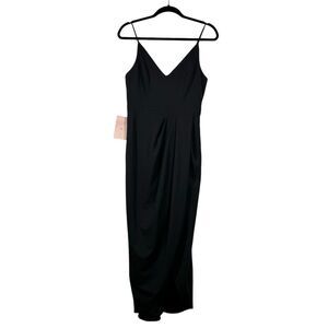 New BHLDN Caron V Neck Maxi Dress Black Crepe Sleeveless Date Night Bridal Sz 10